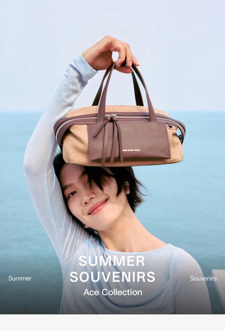 Amazing Song Original Design Cheese Roll Pillow Bag Small Top Grain Leather 2026 New Fashionable Women's bags