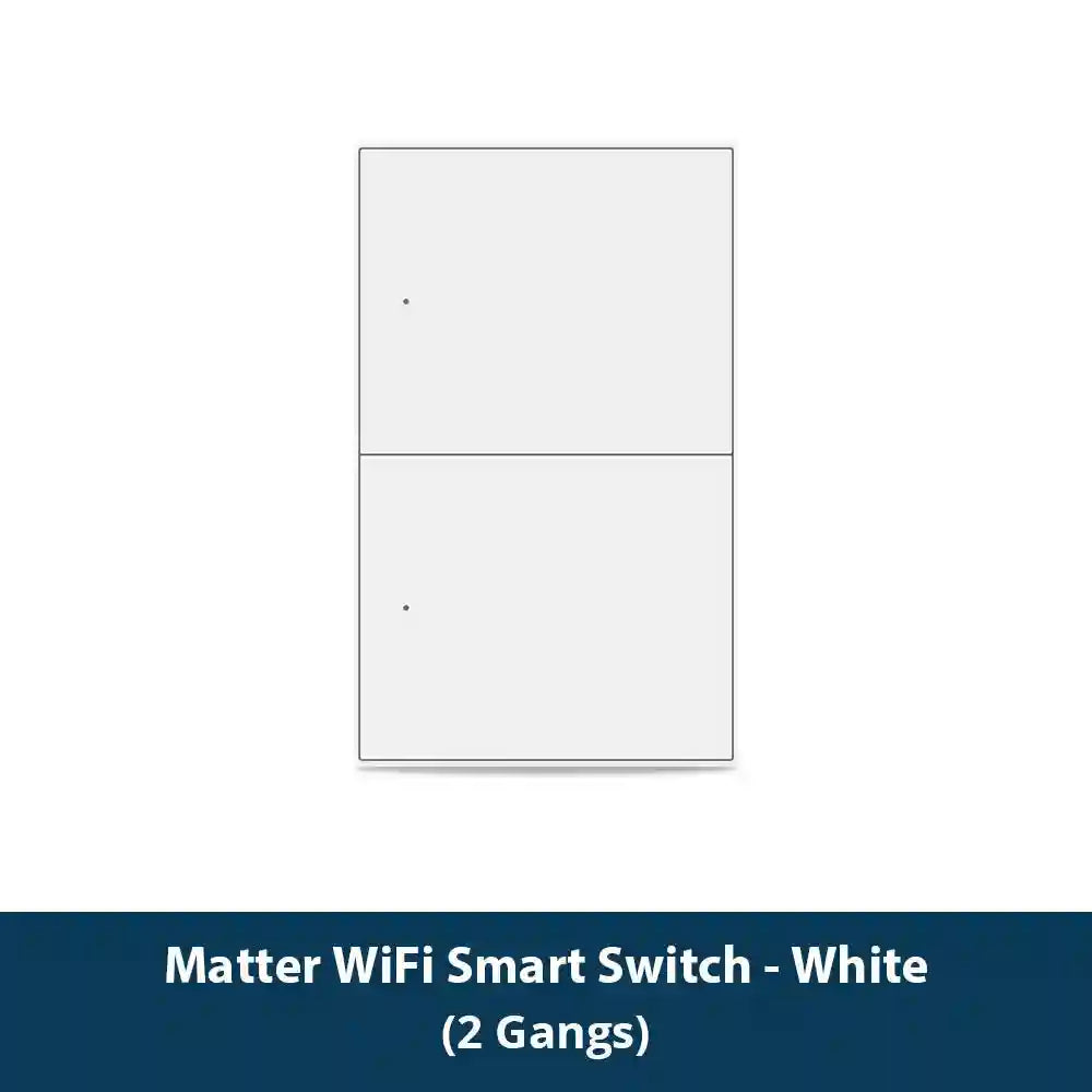 Matter Smart Wall Light Switch WiFi | 1-6 Gang Multi-Room Control White 2-Gang Tidesmit