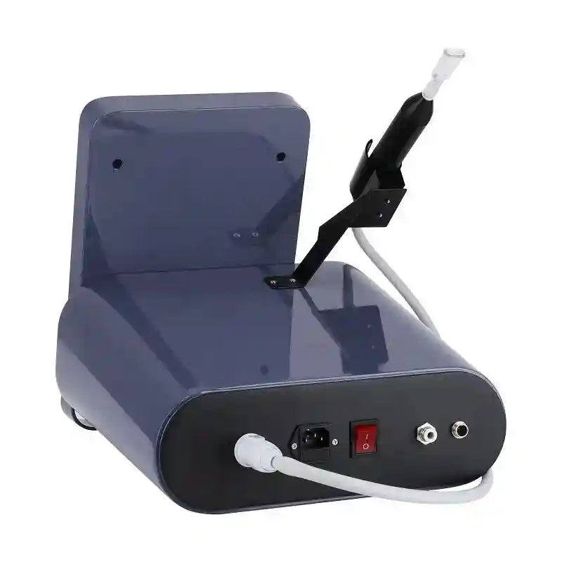 Blue desktop cold plasma pen device for facial acne treatment, skin repair, and anti-aging with power cord.