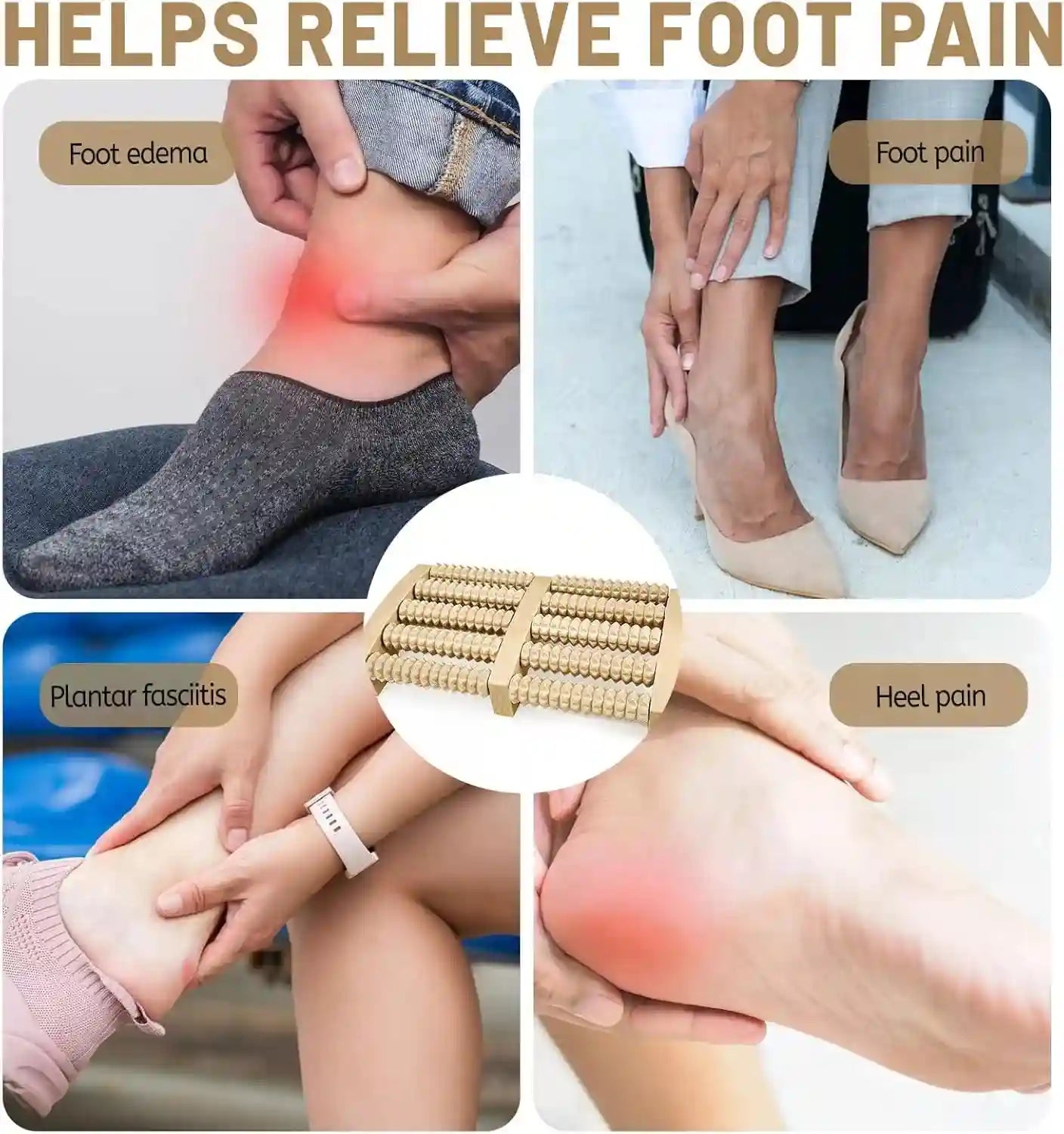 Wooden Foot Massager Roller for Plantar Fasciitis Relief - 1pc Massage Roller Tidesmit