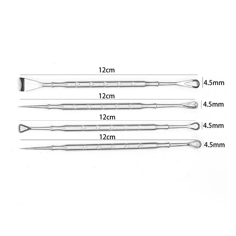 Blackhead Remover Tool Kit 4pc - Professional Stainless Steel Acne Set Scrubs Treatments Tidesmit