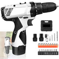 Podofo Cordless Drill Driver Kit with Battery 12V Multi-Function Electric Screwdriver Driver Tool Kit Home Repair DIY Power Tool