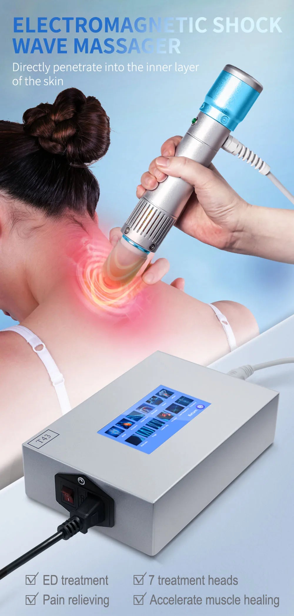 Shockwave Therapy Machine for Back Pain Relief - Portable Electric Device Massage Chairs Tidesmit