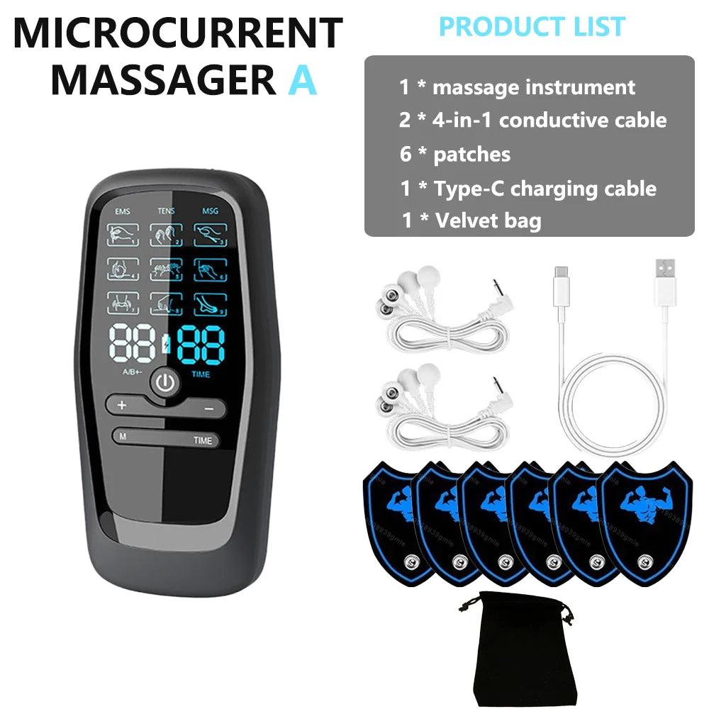 TENS Muscle Stimulator - Electric EMS Body Massager for Pain Relief Body Shaping Massage Equipment Set A Tidesmit