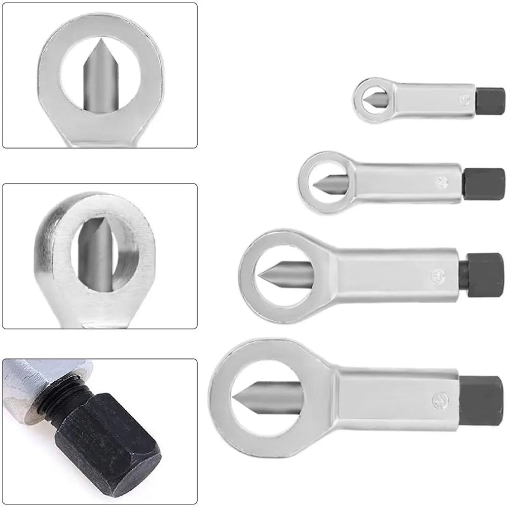 Podofo 4pcs Heavy-Duty Nuts Splitter Tools Portable Splitting Tool Manual Nut Breaker Tool Hand Remover Extractor Tool With Box