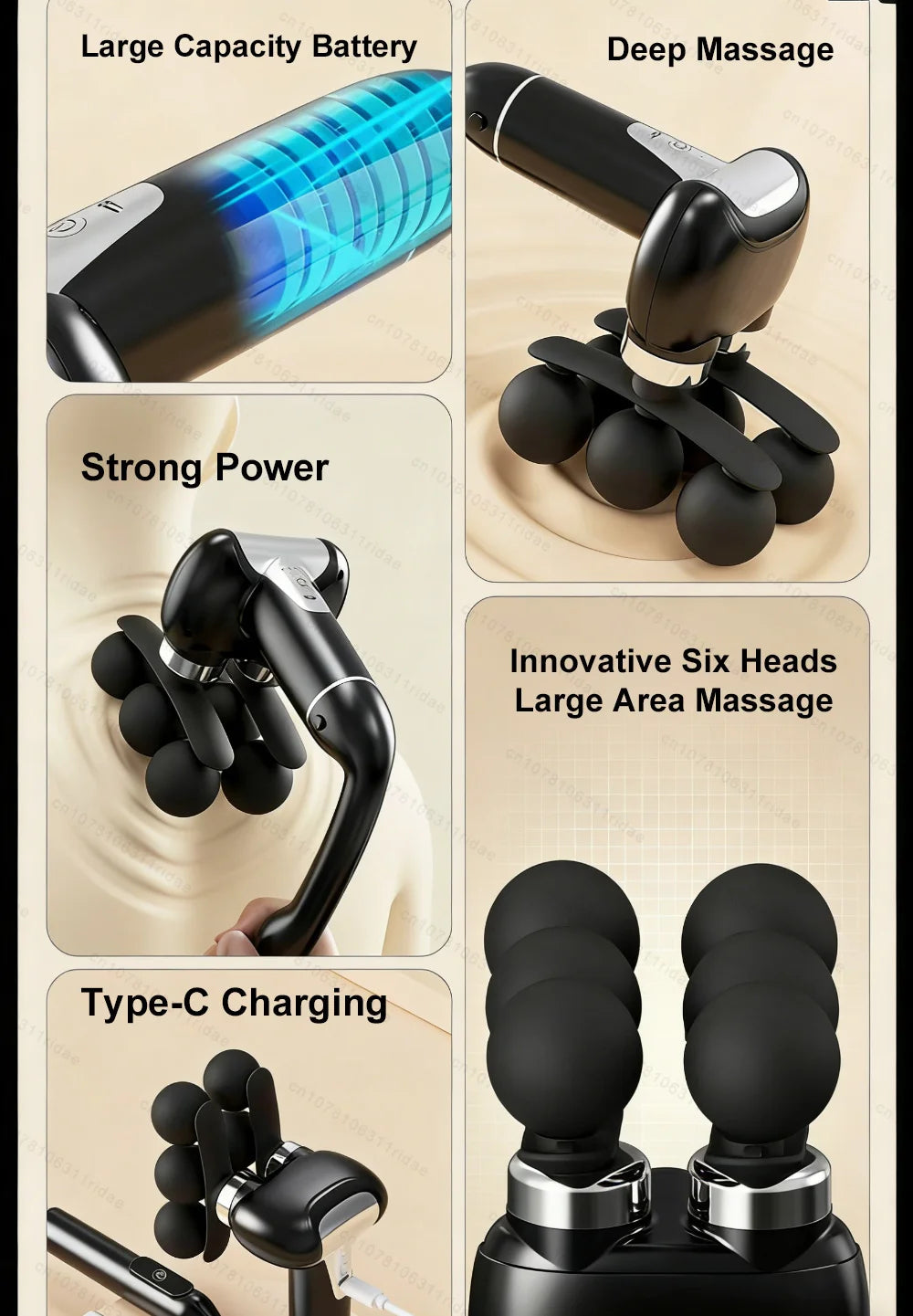 Deep Tissue Massage Gun: Rechargeable Percussive Muscle Recovery Tool Fascia Gun Tidesmit