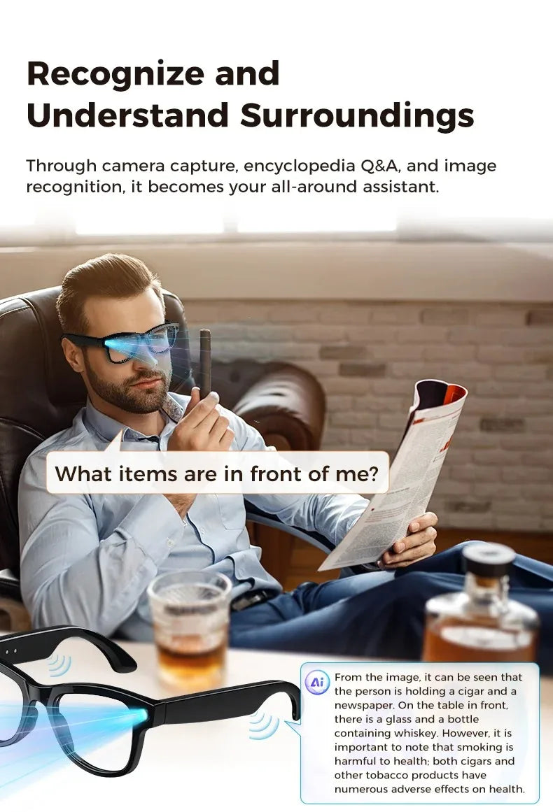 Smart Camera Glasses 4K HD Video Recorder with Integrated Voice Assistant Tidesmit