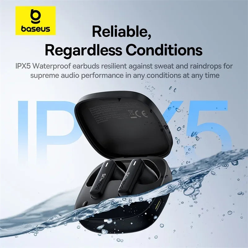 Baseus Bowie E19 Wireless Earphones Bluetooth 5.3 Big Bass 12mm Drivers IPX5 Waterproof Earbuds 33Hrs Battery Life Headphones Tidesmit