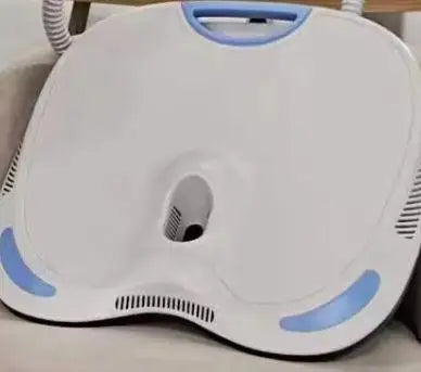 White and blue MECAVIE EMS RF professional body shaper and muscle stimulator device with ergonomic seat design.