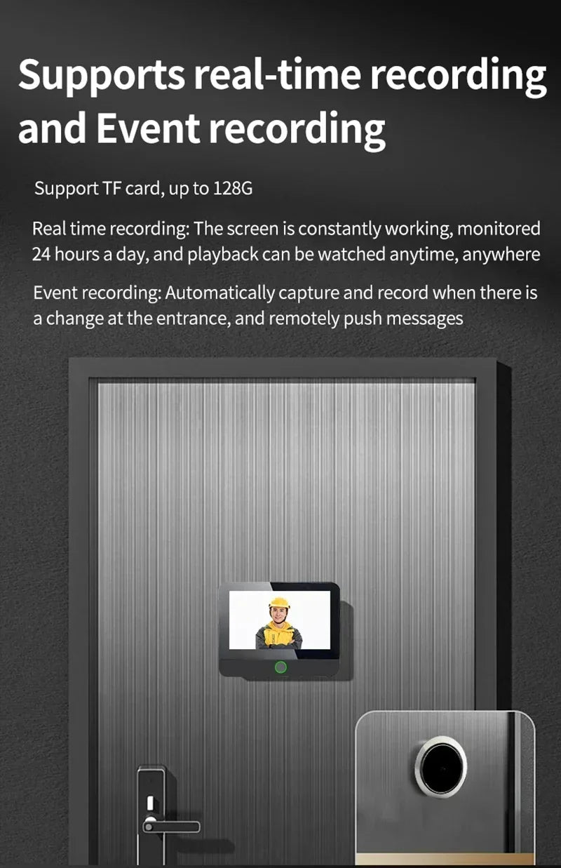 New WiFi Smart Door Bell Eye 1080P FHD Peephole Camera Audio 4.3' IPS Screen PIR Infrared Announcement Digital Viewer