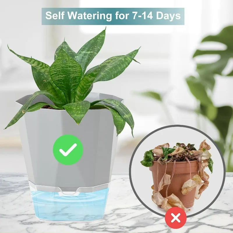 Self Watering Plants Pots Lazy Hydroponic Flower Preventing Drought Flowerpot with Injection Hole Indoor Outdoor Garden Supplies