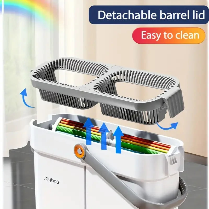 Spin Flat Mop Combo Set With Bucket Joybos 33cm Wet Dry Floor Cleaning Scraper Barrel Mops Washable Microfiber Toilet Bathroom