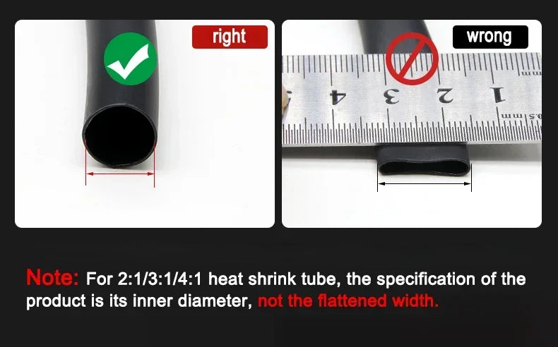 1~10m 3:1/4:1 Ratio With Glue Heat Shrink Tube ID 1.6mm - 50mm Adhesive Lined  Dual Wall Polyolefin ﻿Wrap Cable Protect Sleeve