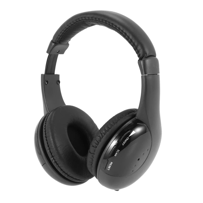 Wireless TV Headphones with FM Radio - Comfortable On-Ear Black Tidesmit
