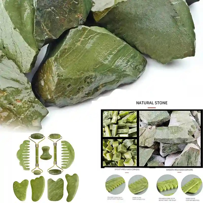 Jade Roller and Gua Sha Set: Natural Facial Massage Tool Kit Massage Roller Tidesmit