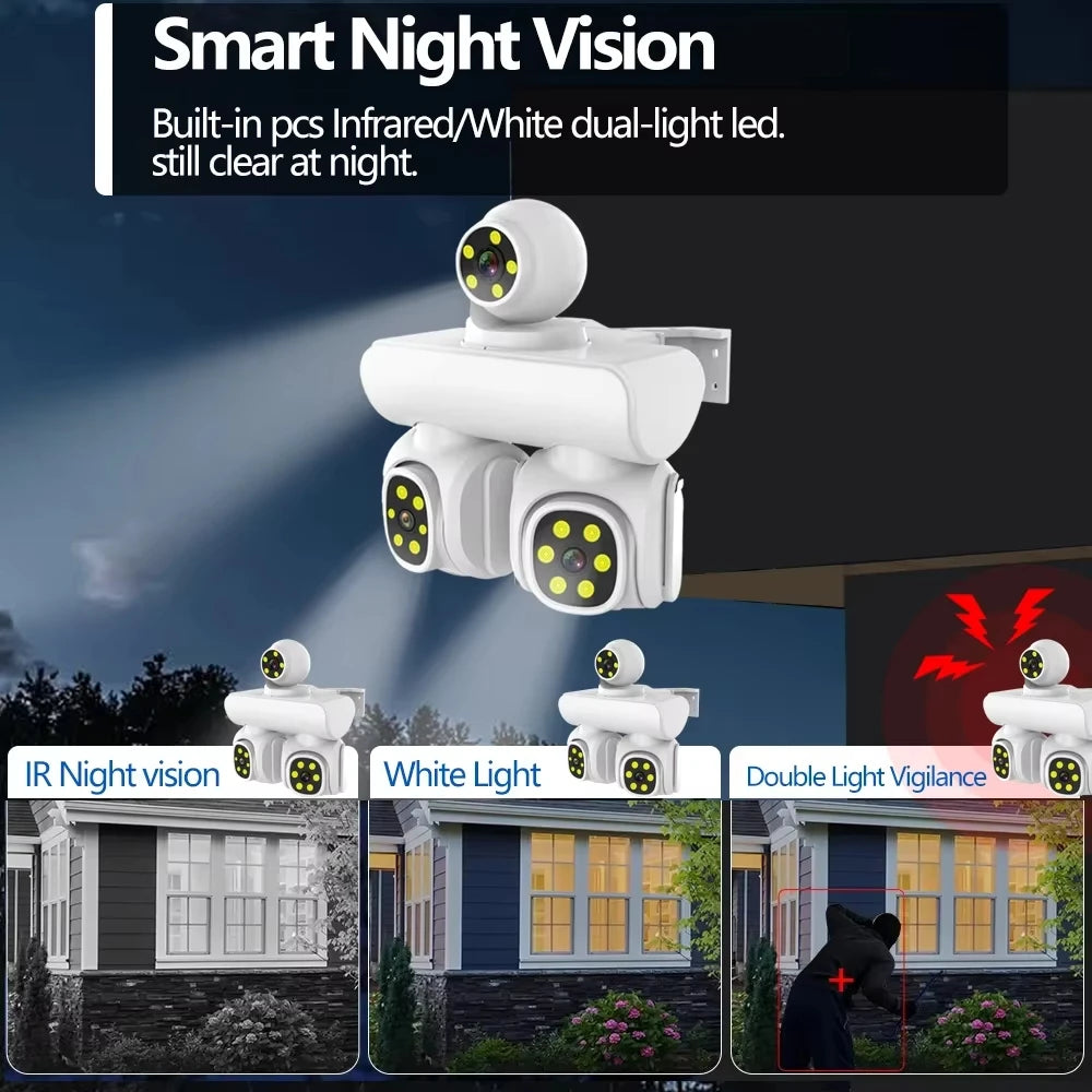 15MP Wireless Three Lens Three Screen Outdoor ICam365 APP PTZ IP Camera Surveillance Camera With Auto Tracking