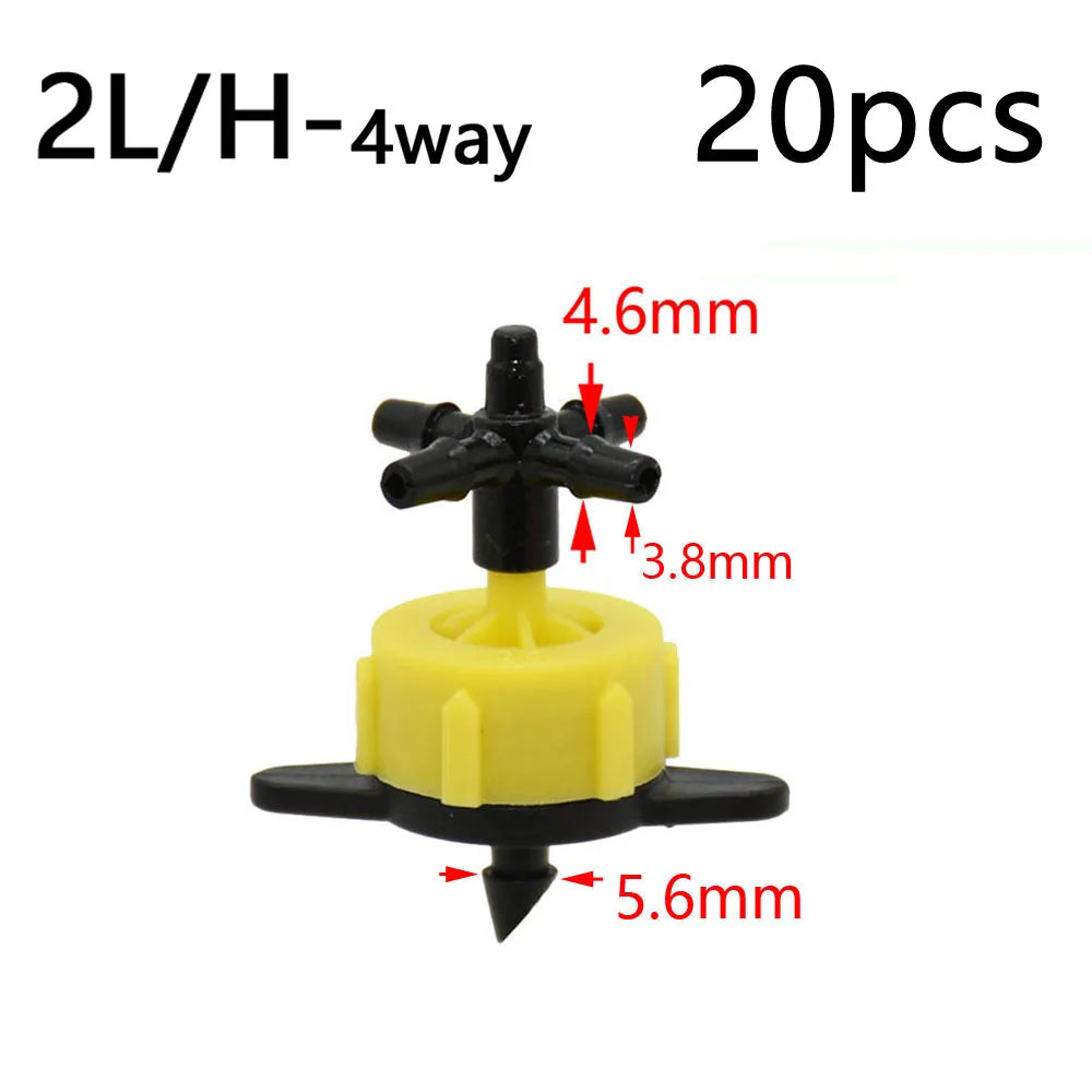 Garden Drip Irrigation Dropper 1/8" 2/4-Way Water Pipe Connector 4/7mm To 3/5mm Hose Bend Arrow Emitter Watering Dripper