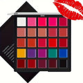 25-color waterproof lipstick palette featuring a glossy, long-lasting cream texture for versatile lip makeup looks.