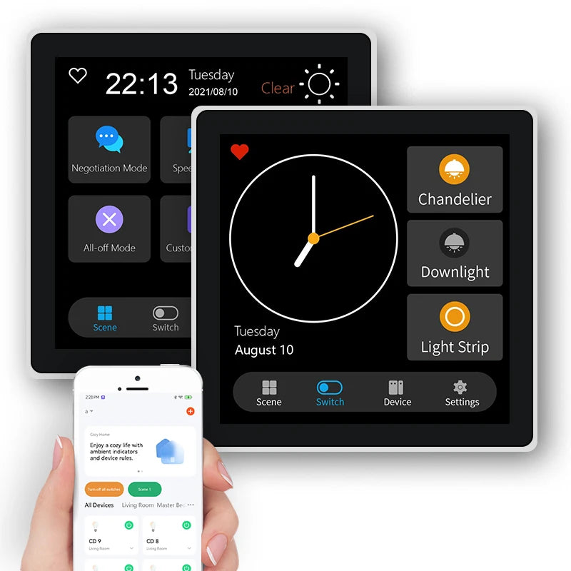 Smart Wall Switch 4 Inch Zigbee Touch Screen Control Panel for EU Homes Tidesmit