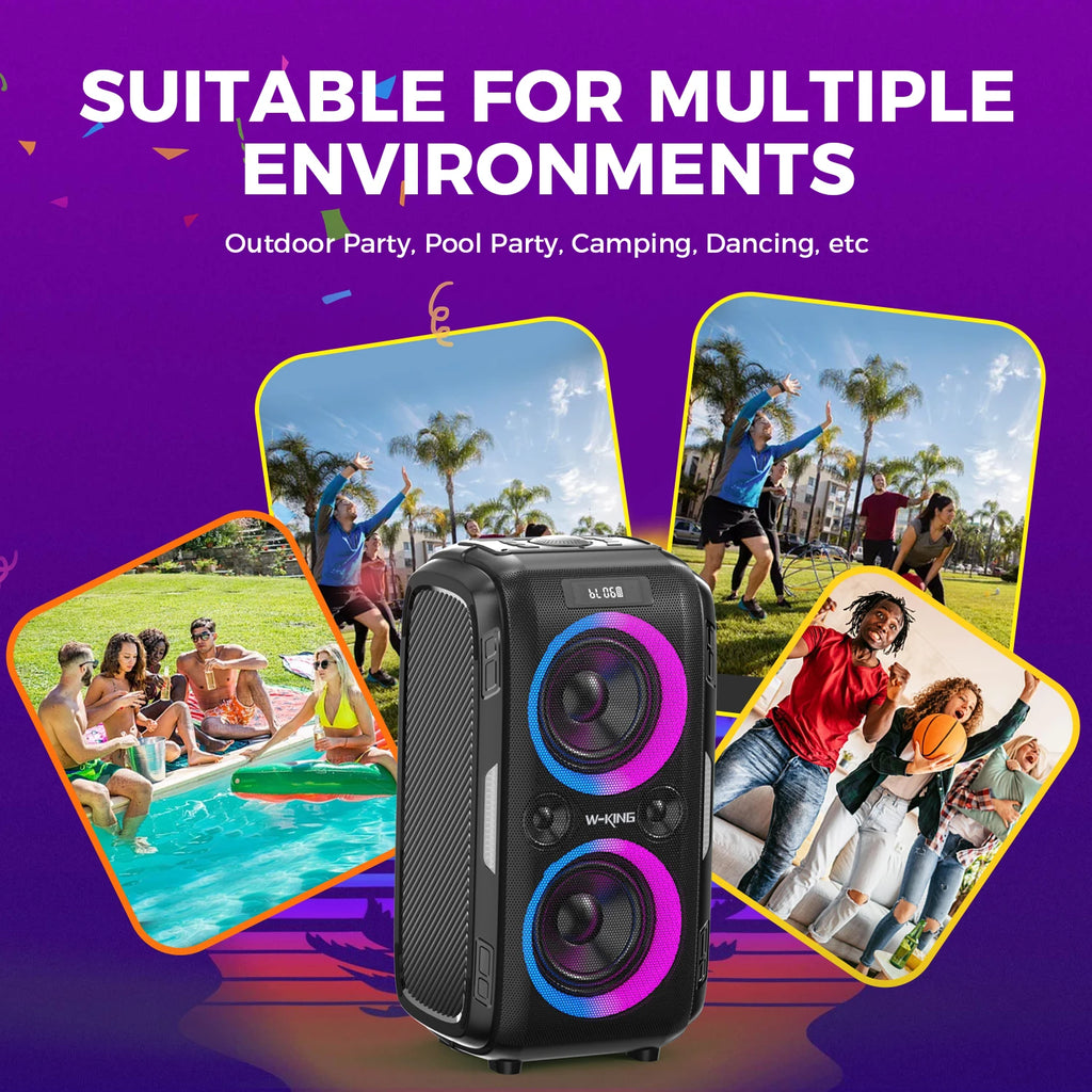 W-KING 250W PEAK Large Bluetooth Speaker Loudest/Massive 120dB/12 Custom Bass, V5.3 Big Party Boombox Portable Speaker Wireless