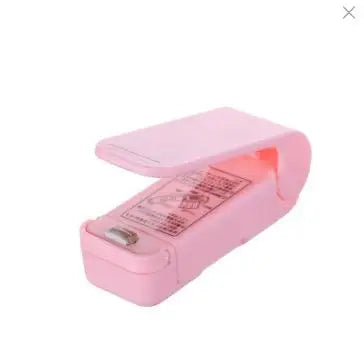 Handheld mini vacuum sealer, pink portable handheld unit with front control window