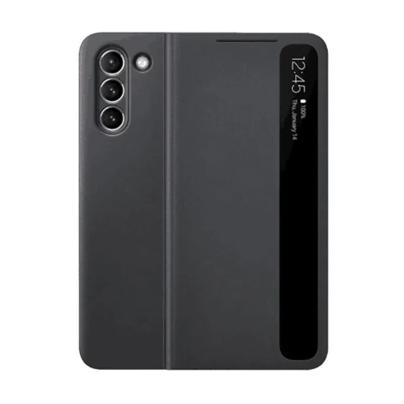 Samsung Galaxy S21 Ultra Mirror Flip Case - Slim Shock-Absorbing Cover Black For S21 Tidesmit