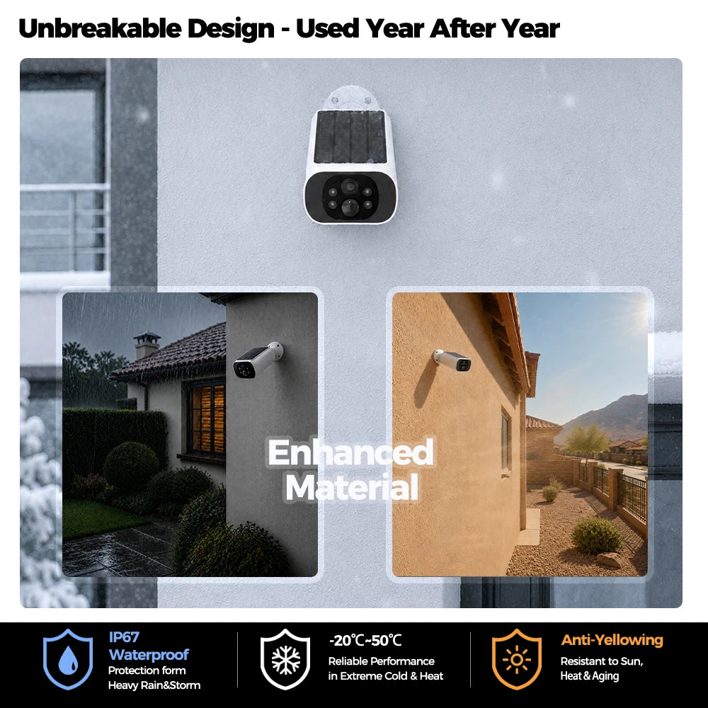 ALEVIO 2.5K Outdoor Solar Camera Wireless Cam WIFI Ultra Standby Time PIR Motion Light Color Night Vision AI Detect Battery Cam