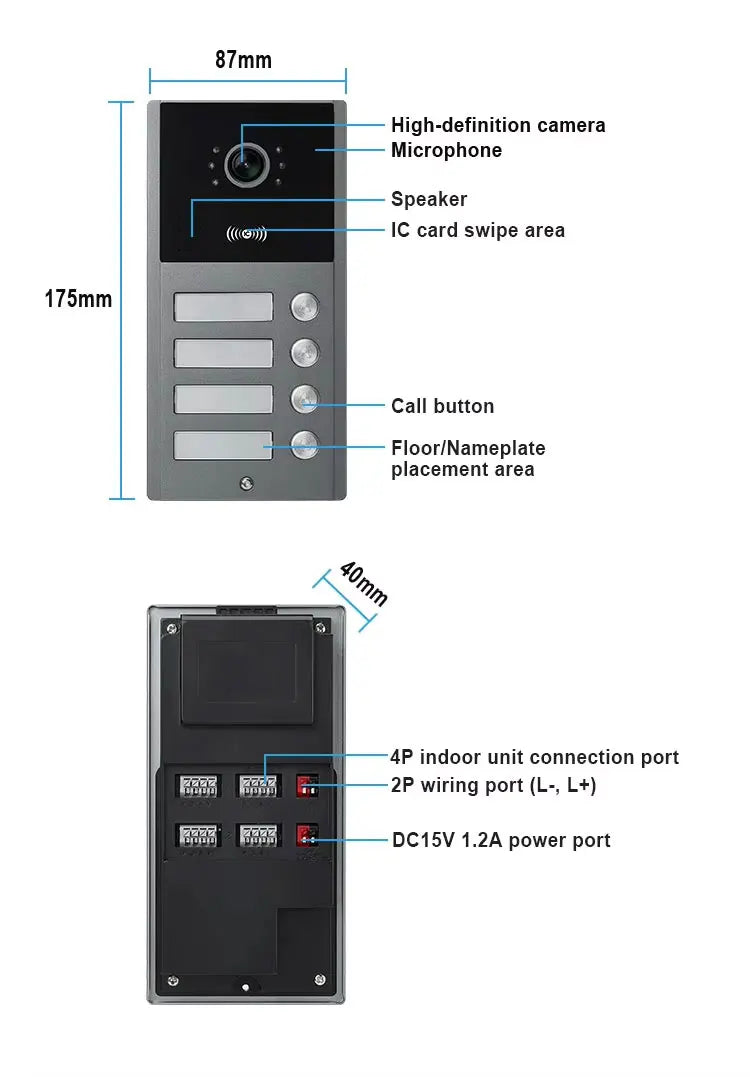 10 inch Touch Screen WiFi 1080P Intercom Doorbell 4 Wire Video Doorphone System RFID APP Unlock for 2/3/4 Unit Home Apartments