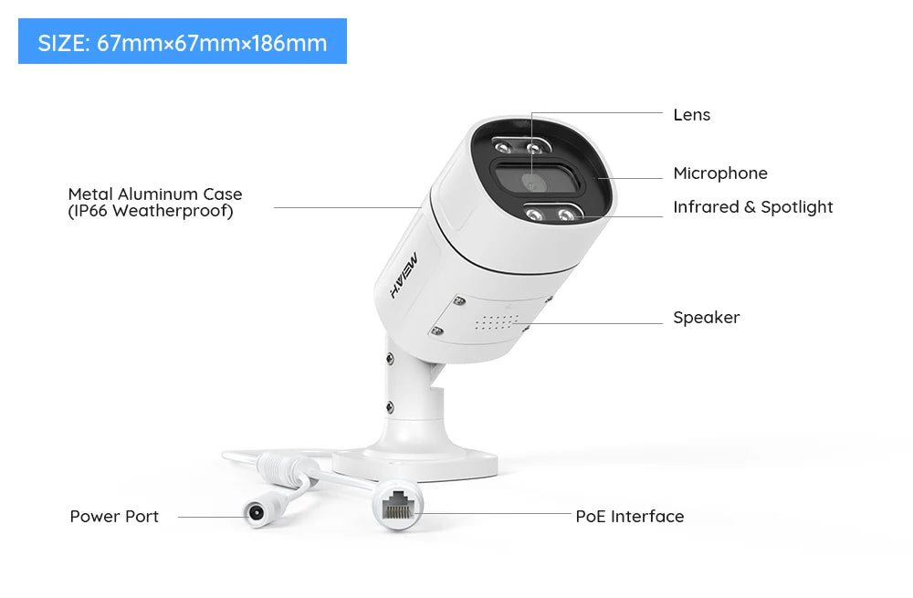 H.View 4K 5Mp 8Mp poe Cctv Security Camera System Home Video Surveillance Kit 8Ch Nvr Audio Outdoor Ip Camera xmeye app