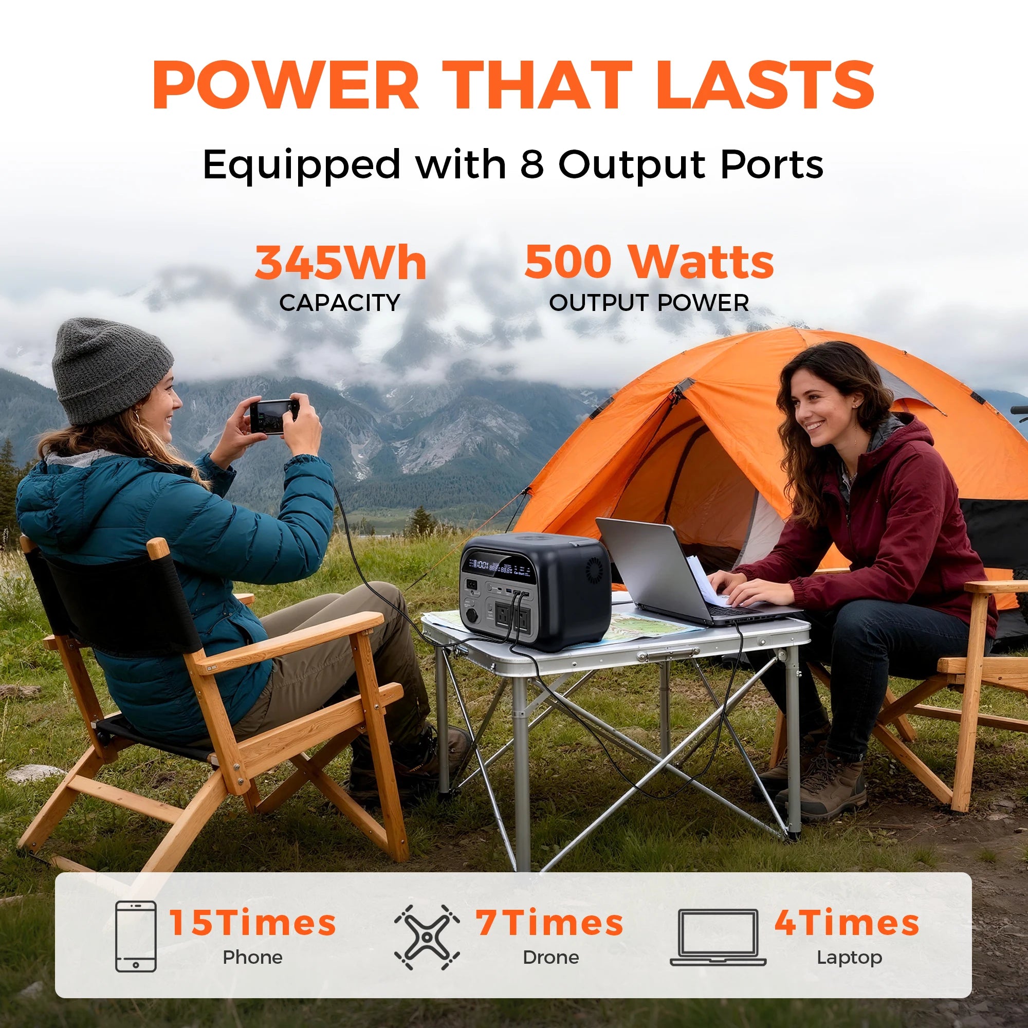CTOLITY AP400 500W 345Wh 108000mAh LiFePO4 Portable Power Station, Pure Sine Wave Solar Generator, Emergency Backup Power for Camping, Travel & Home Blackout, Multiple Colors Available