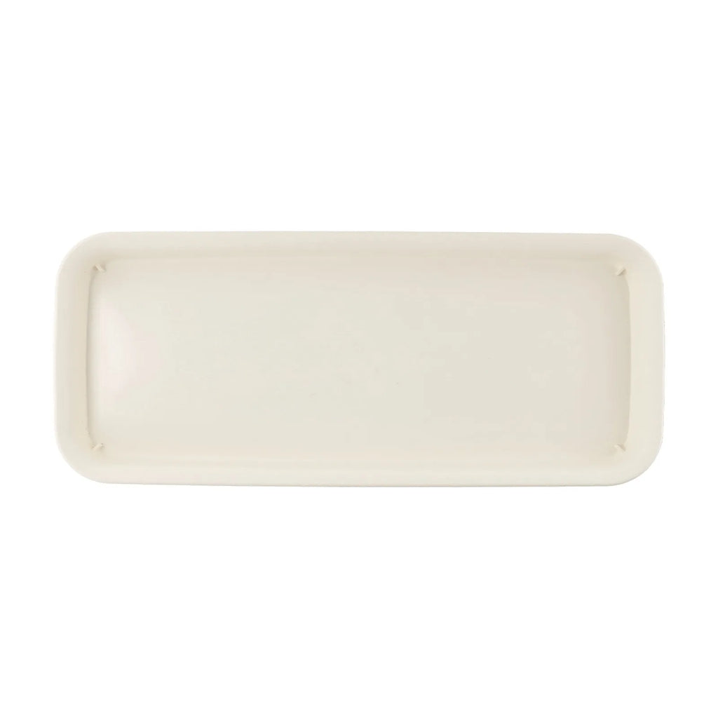 Rectangular plastic plant tray, light beige water catch basin