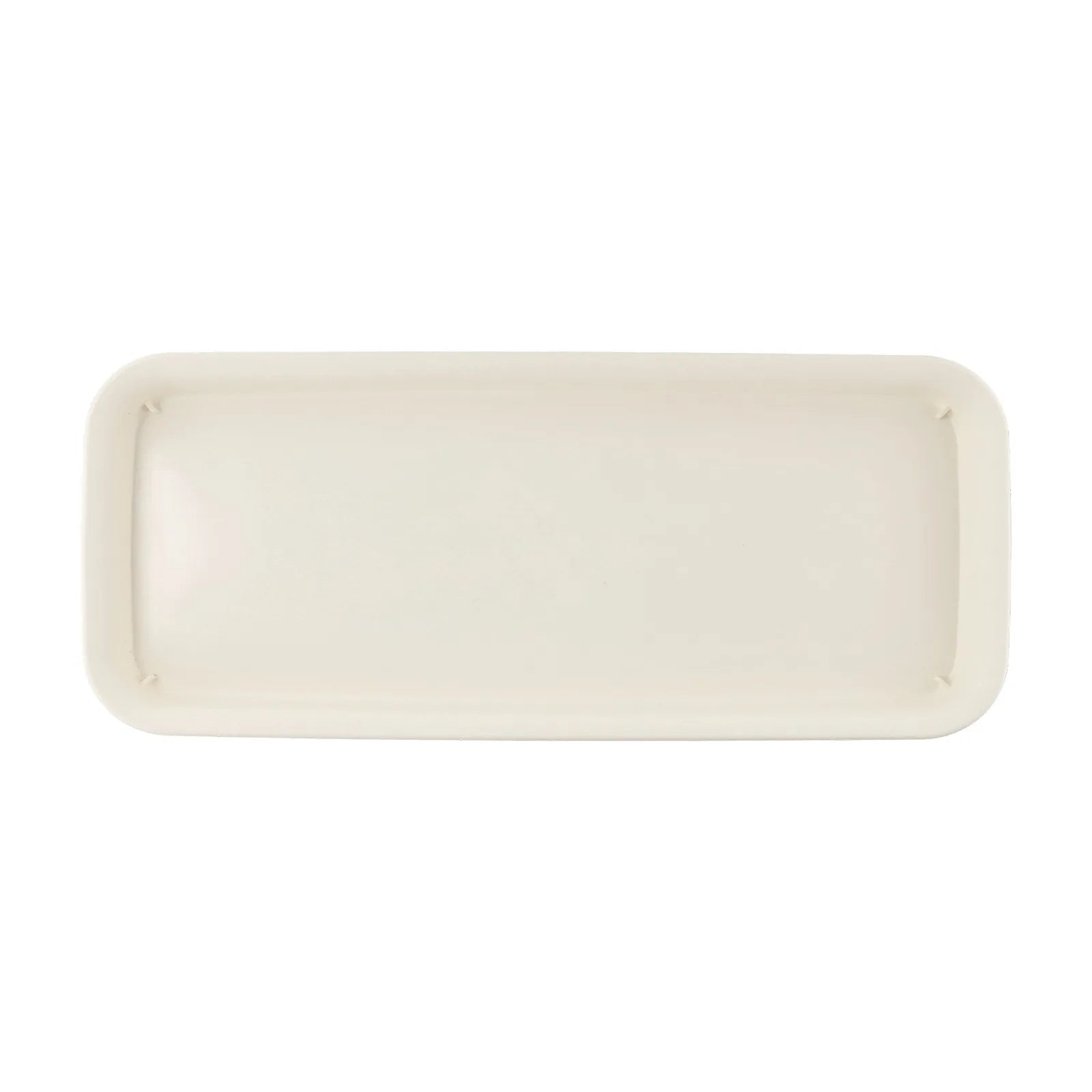 Rectangular plastic plant tray, light beige water catch basin
