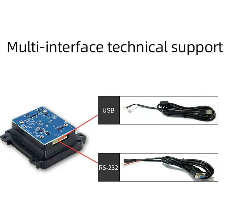 Barcode scanner module with USB and RS-232 interface cables connected to wiring harness