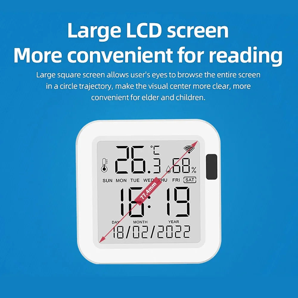 WiFi Temperature Humidity Sensor - Backlit Smart Climate Monitor Tidesmit