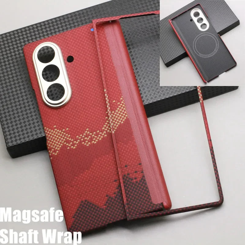 Samsung Galaxy Z Fold 7 Aramid Fiber Case | Slim Shock-Absorbing Cover Red 3 - Shaft Wrap Tidesmit