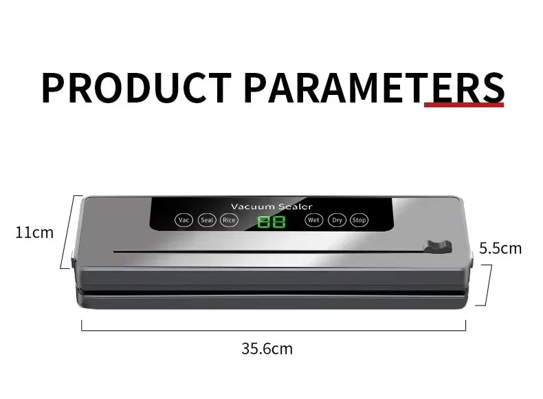 Electric Vacuum Sealer Built-in Cutter Kitchen Food Storage Seal Touch Button Dry/Wet Food Sealing Vacuum Packaging Machine