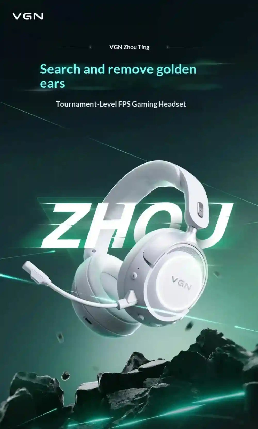 Wireless Gaming Headset with Active Noise Cancellation & Low Latency Tidesmit