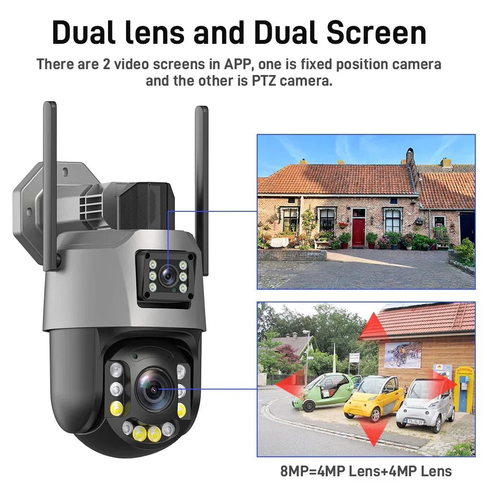 PEGATISAN WIFI 4K 8MP Dual Lens 20/50X Zoom Display PTZ Outdoor Surveillance Camera 393ft Ultra Long IR Vision ONVIF ICSEE APP