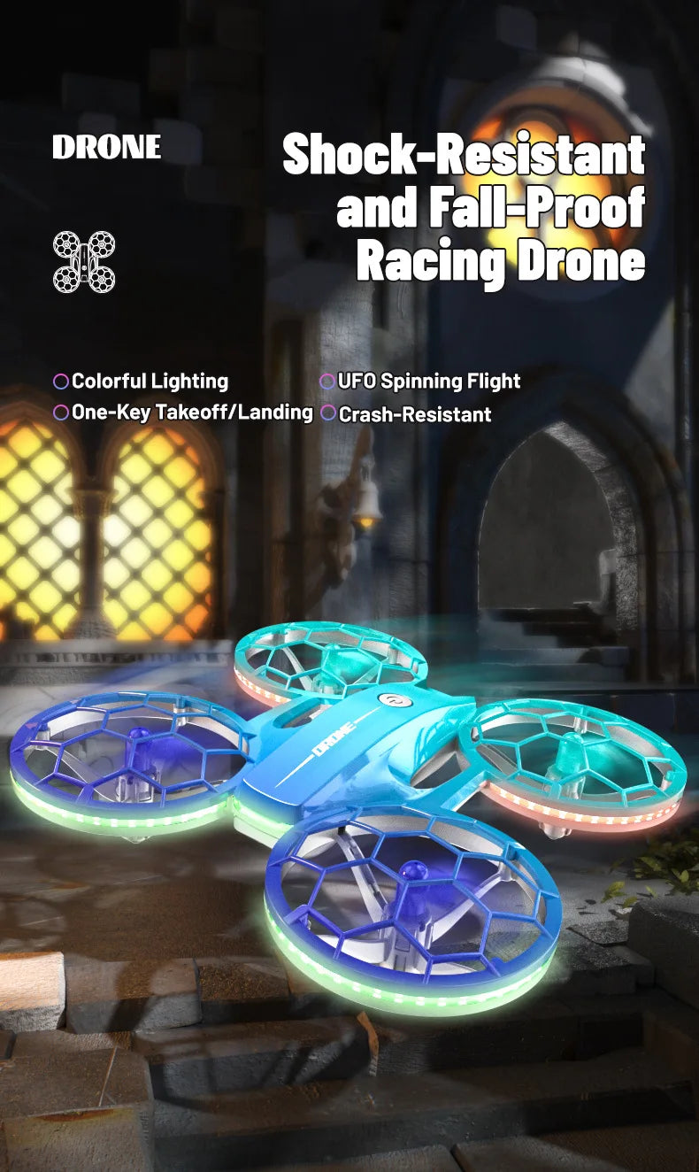 RC Stunt Drone for Kids with LED Lights - Durable Quadcopter Blue/Red/Violet Tidesmit