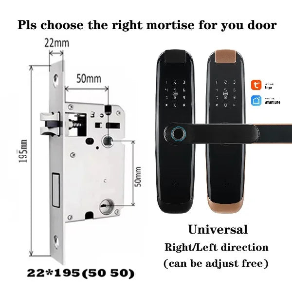 TUYA APP Compatible Smart Life App Unlock Smart Door Lock for Home Wood Door with Fingerprint Handle Combination Rfid Card