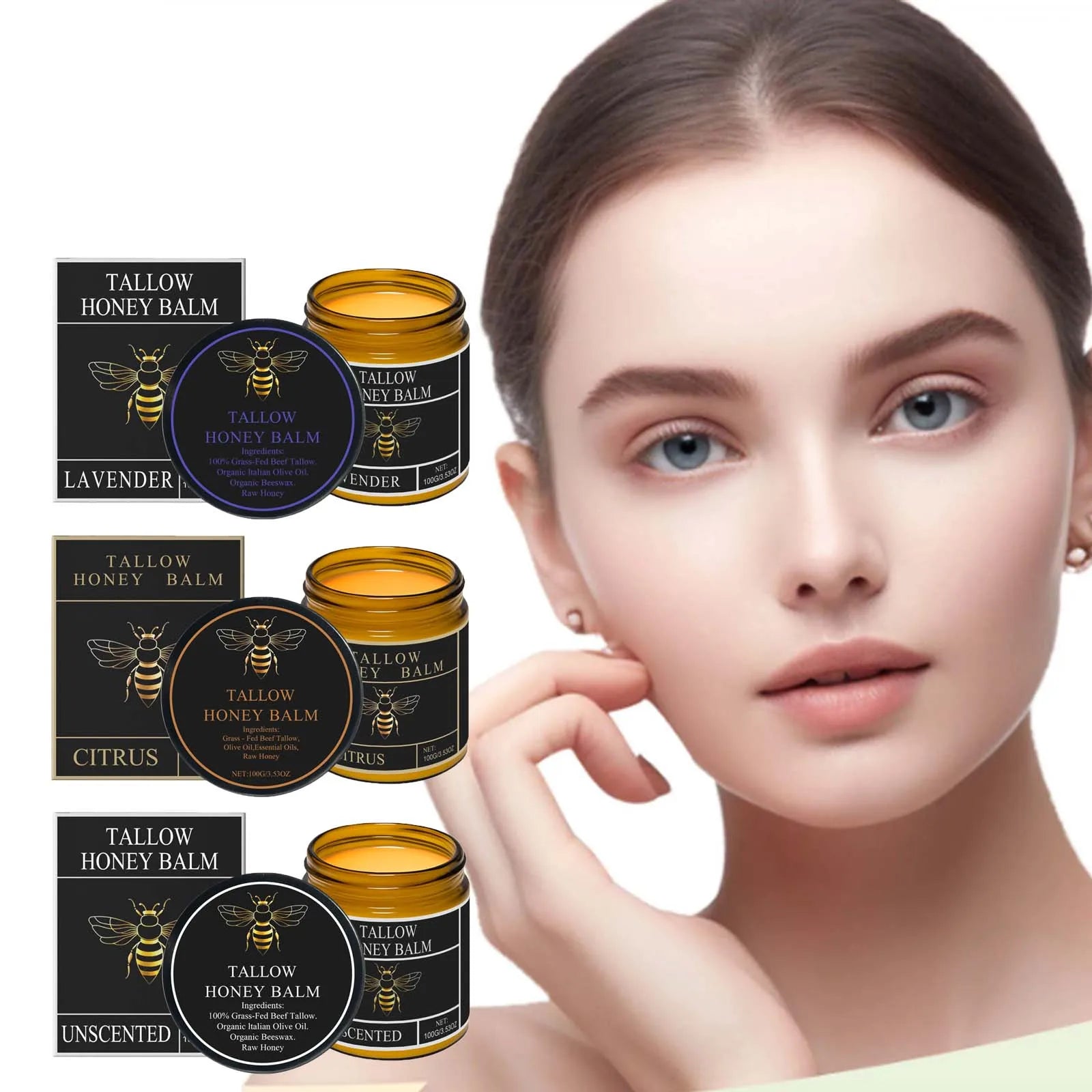 Tallow Honey Balm Firming Nourishing & Hydrating Skin Care Smoothing Soothe Skin Improves Elasticity Tallow Honey Moisturizer