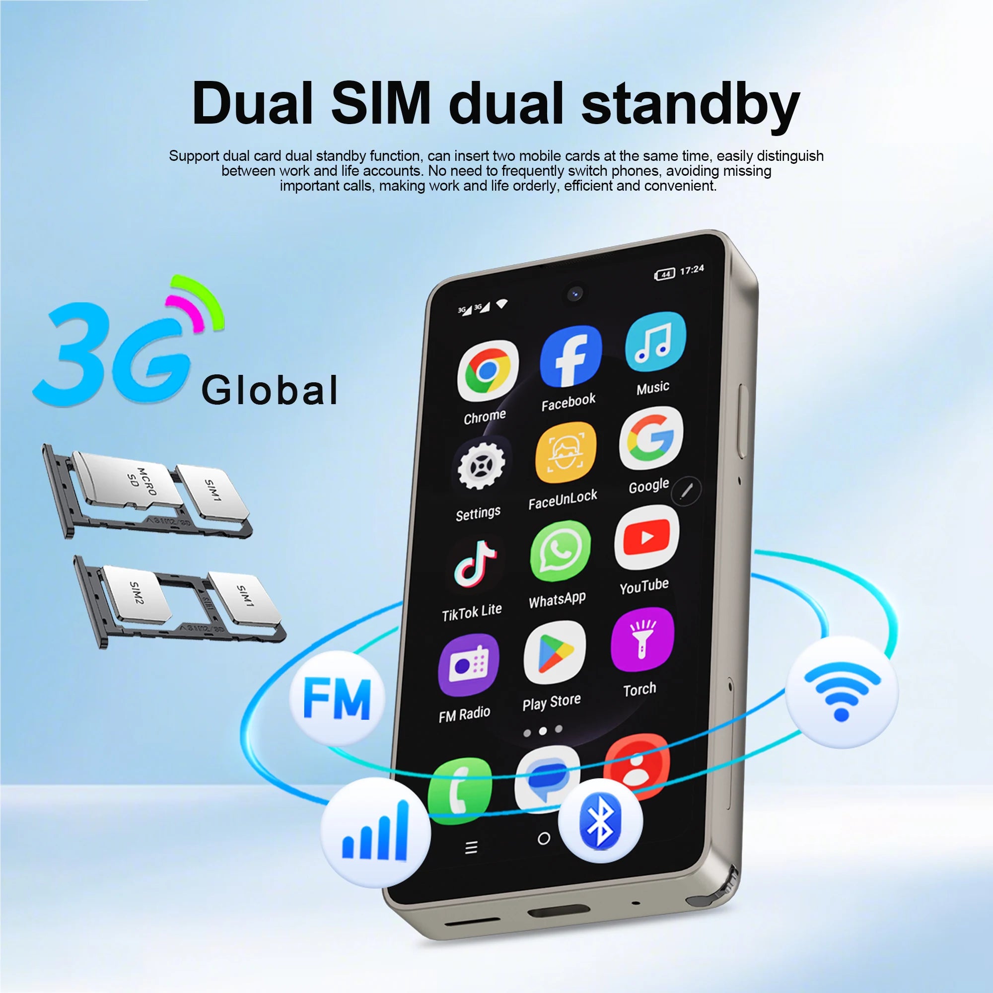 SERVO Built-in Stylus Mini Smartphone Android 3G Cellular 4" Display 16GB ROM GPS Face Unlock Tiny Mobile Phones WIFI Play Store