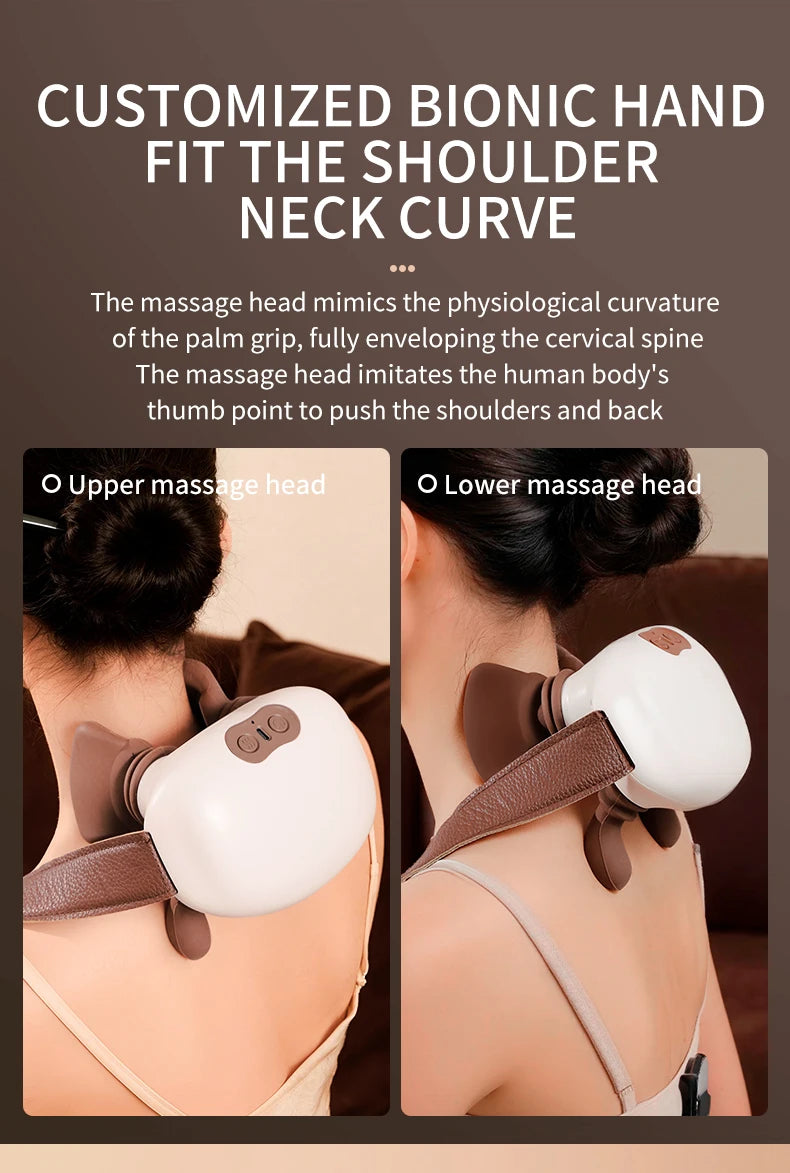 Electric Neck and Shoulder Massager - Deep Tissue Heat Therapy Device Massage Cushion Tidesmit