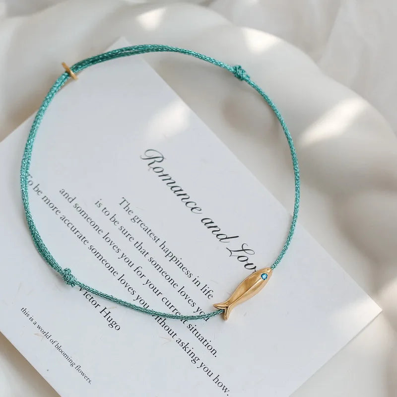 925 Sterling Silver Koi Fish Anklet Rope for Women Girl Cute Fashion Summer Jewelry Dropshipping Wholesale