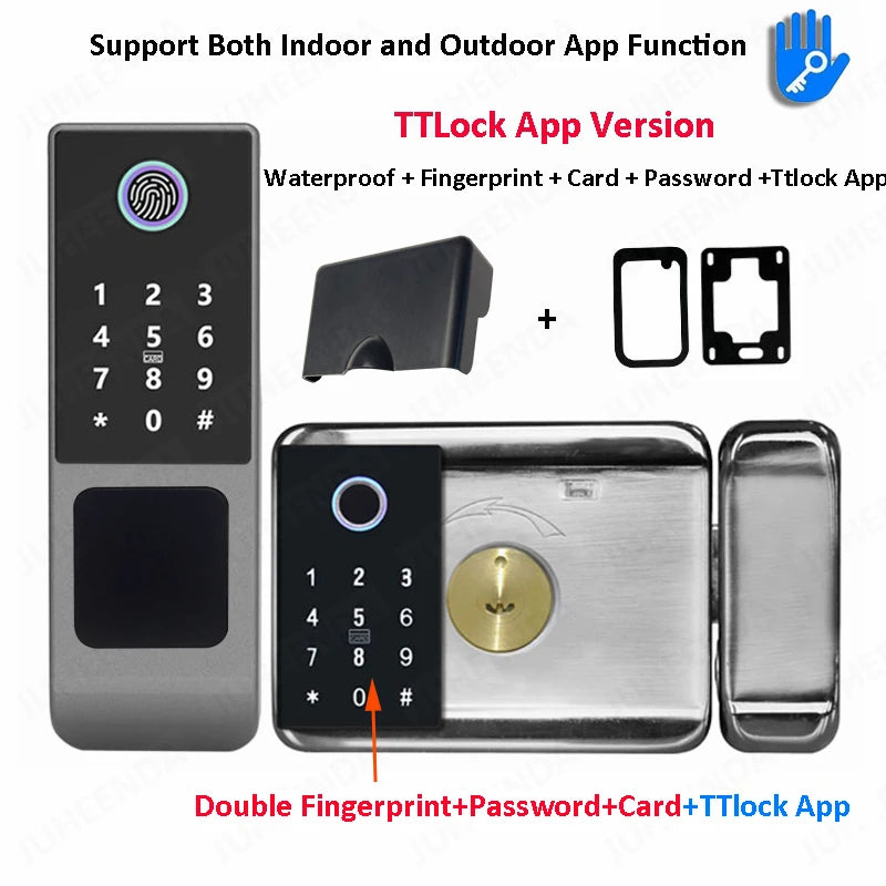 Tuya WiFi Double Side Fingerprint Door Lock IP66 Waterproof Passcode RFID Card Remote App Smart Lock For Outdoor Courtyard Gate