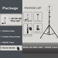 LED Ring Light with Stand 12-Inch | Adjustable Content Creation Lighting 12in Ring BK160cm Tidesmit