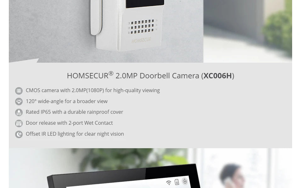 Tuya Smart APP WIFI HD 10” Video Doorphone Entry Intercom System 4 Wire IP65 1080P Doorbell Camera Recording Snapshot