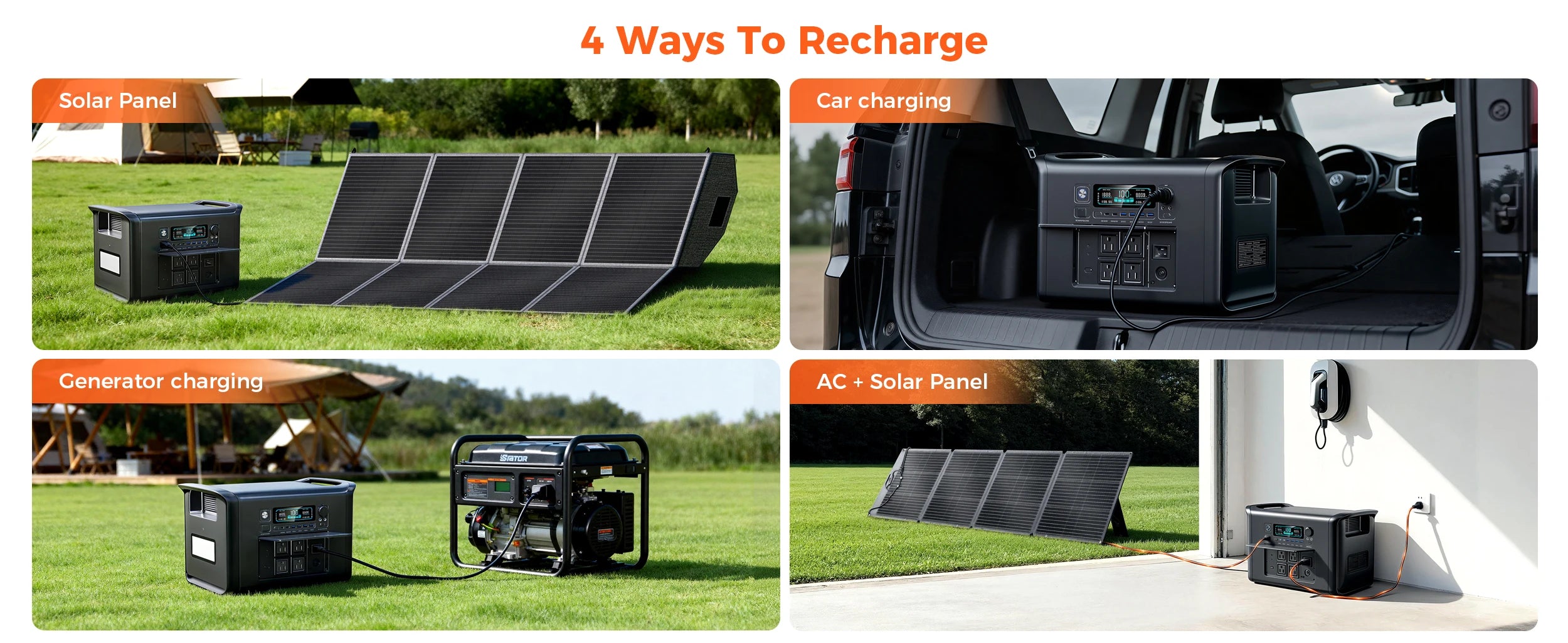 CTOLITY 2400W 200W Power Station Outdoor Camping Portable 2048Wh Solar Generator LiFePO4 Battery 110V 192Wh Power Bank Home Backup Power Supply Emergency Battery