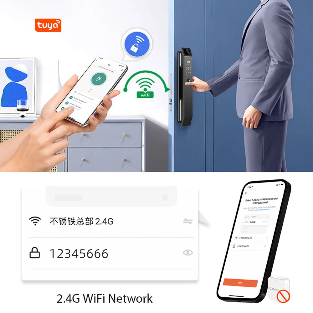 RAYKUBE DF14 Tuya WiFi 3D Face Recognition Digital Fingerprint Lock With Two-way Audio WiFi Camera Video Call APP Remote Unlock