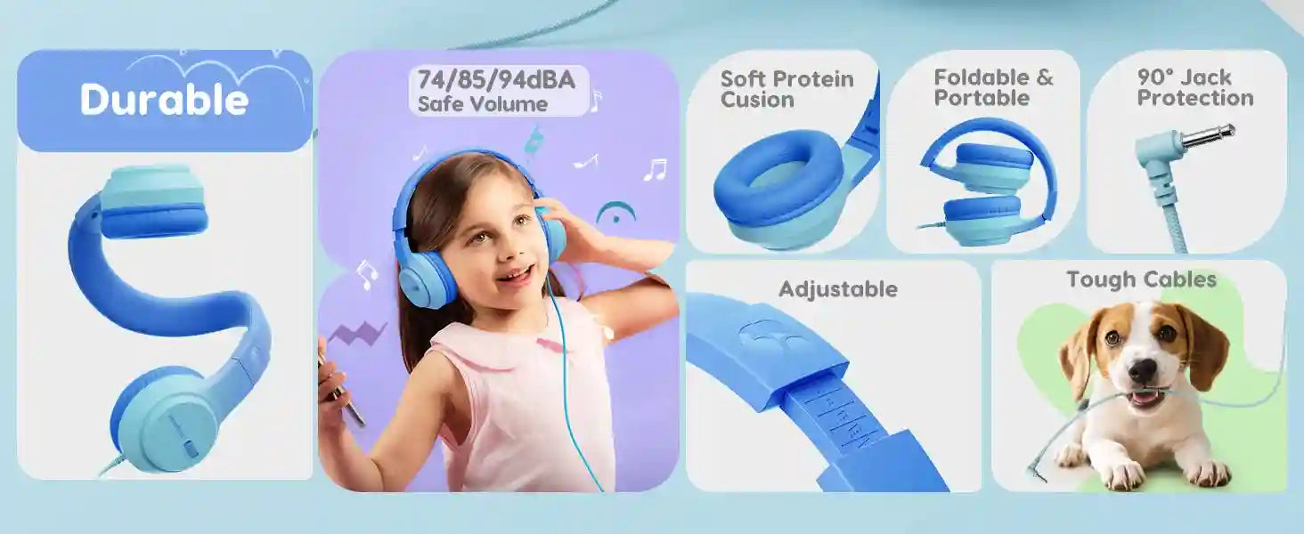 Kids Wired Over-Ear Headphones with Safe Volume Limiting by Tidesmit Tidesmit